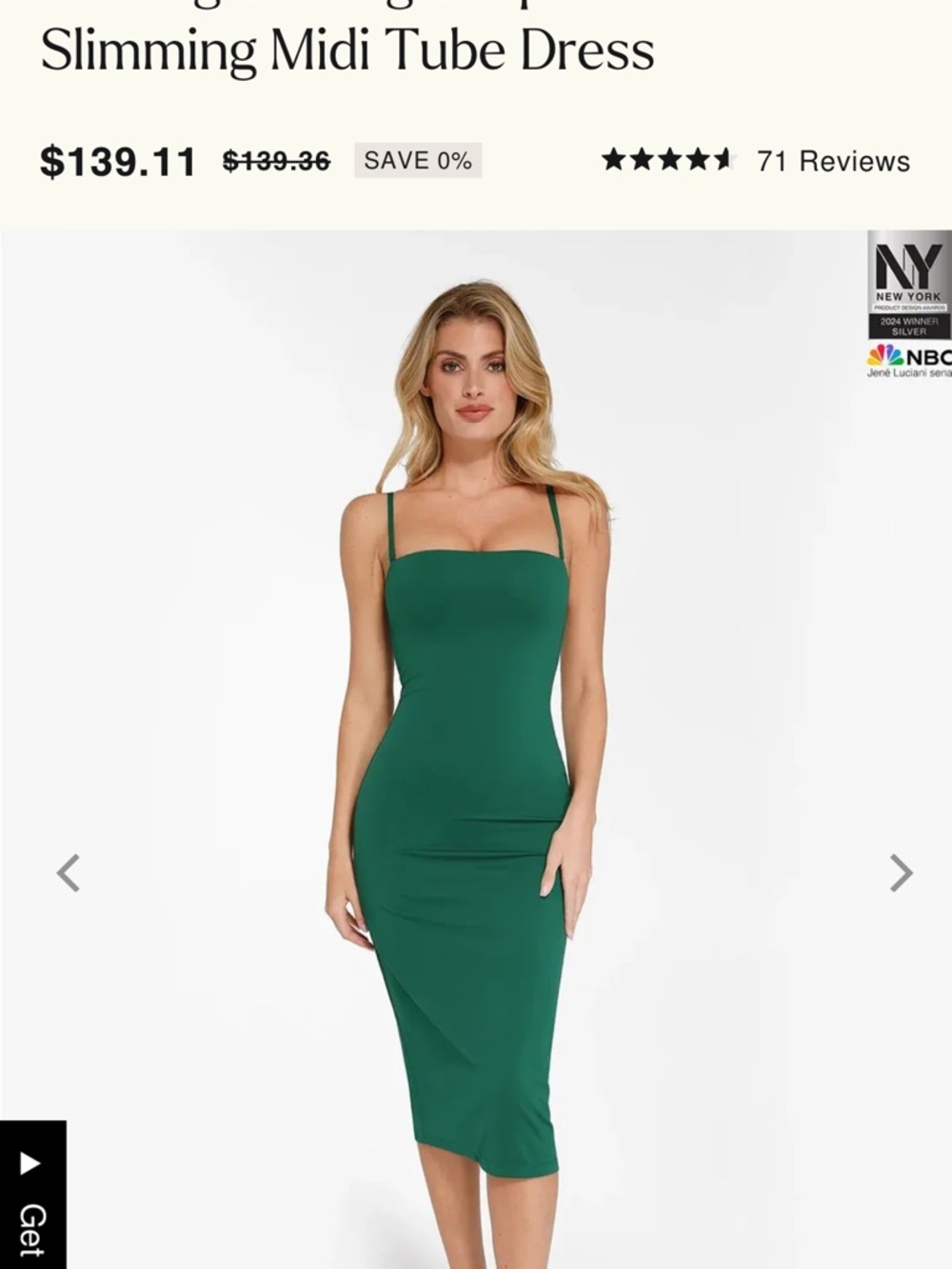 Slim Strap Midi Dress in Emerald Green
